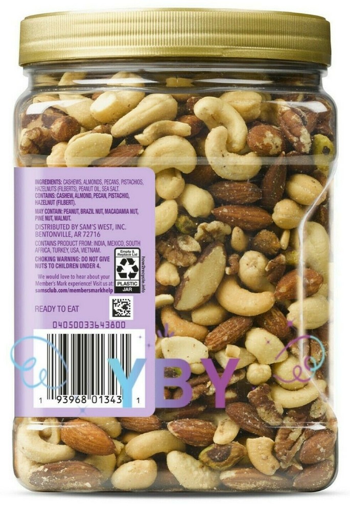 2 Packs Member's Mark Lightly Salted Deluxe Mixed Nuts 34 OZ Each Pack
