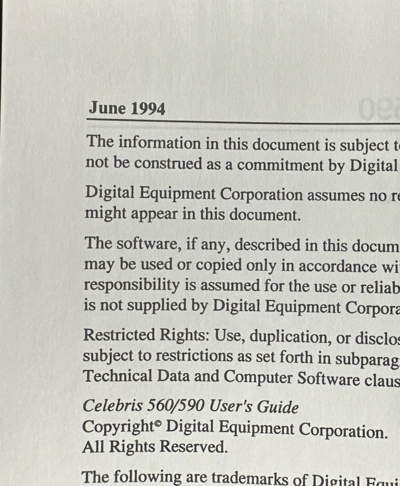 DEC / Digital Equipment Corp Celebris User's Guide Manual