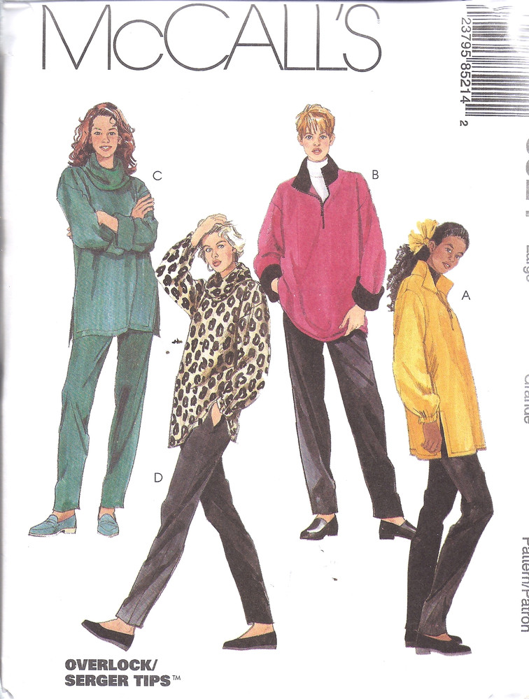 8521 UNCUT McCalls SEWING Pattern Stretch Knit Tops Pull on Pants Exercise Relax