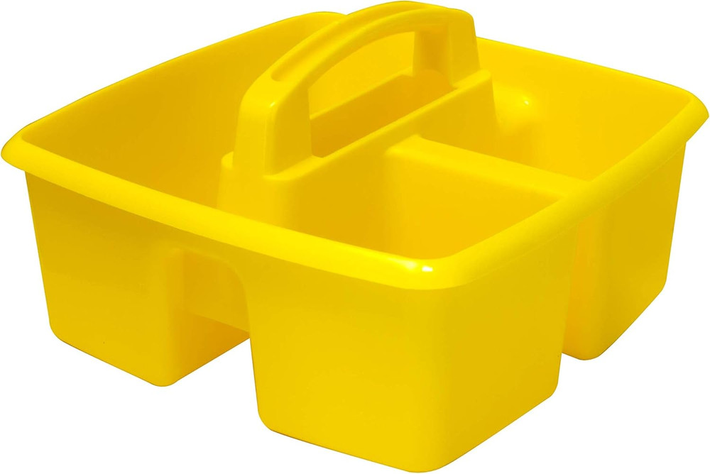 3-Compartment Small Caddy – Multipurpose Classroom Organizer with Handle, Lemon,