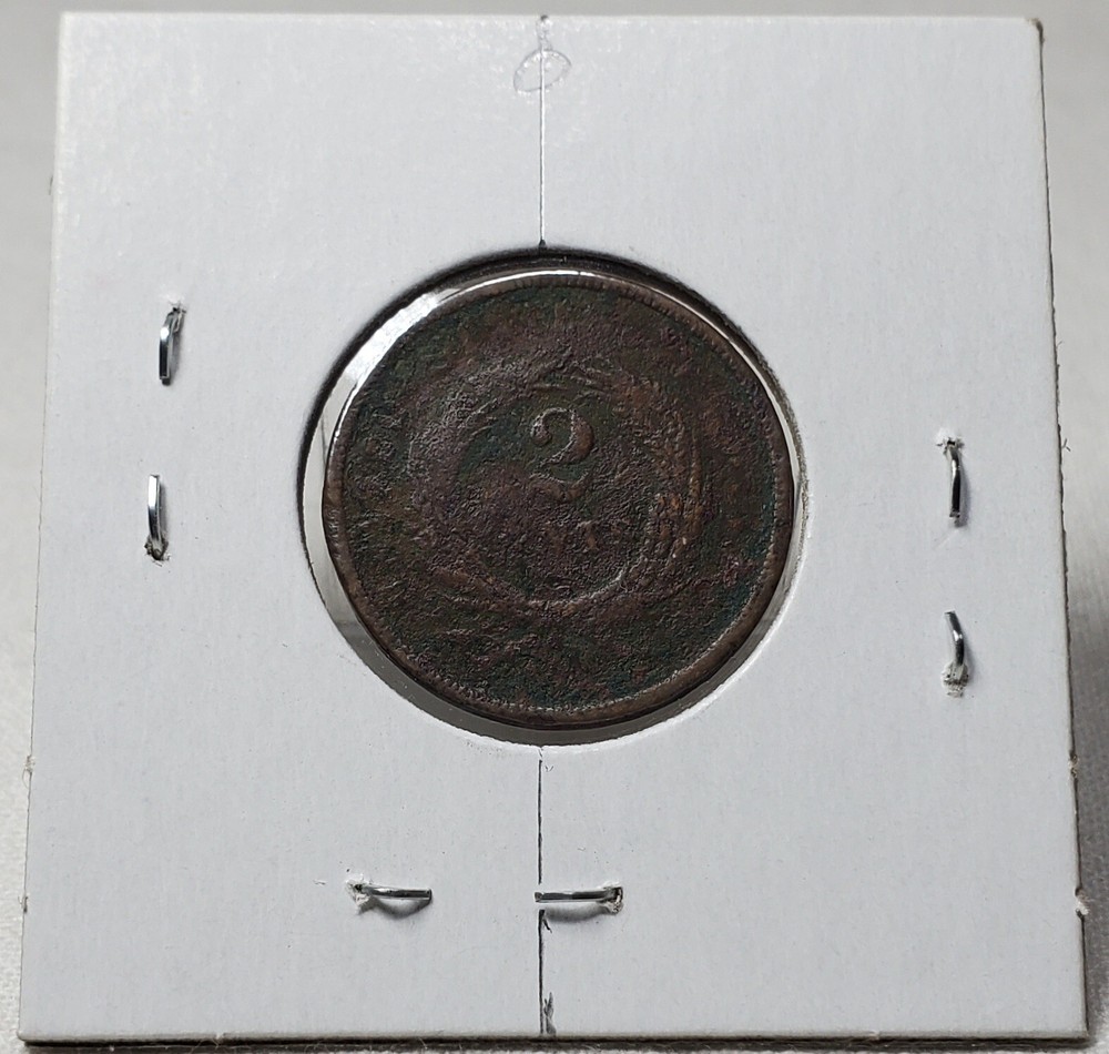 1864 2 Cent Piece. Error Inverted/Rotated Reverse. Medallion Reverse - Rough
