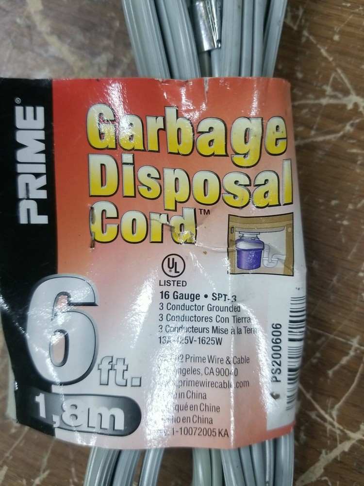 Southwire Flat Garbage Disposal Cord With Right Angle Plug, Spt-3, 16/3, 6 Ft ~
