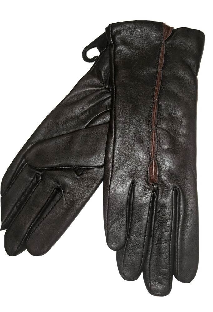 Women's Genuine  Leather  Gloves, Medium, Brown/Cognac