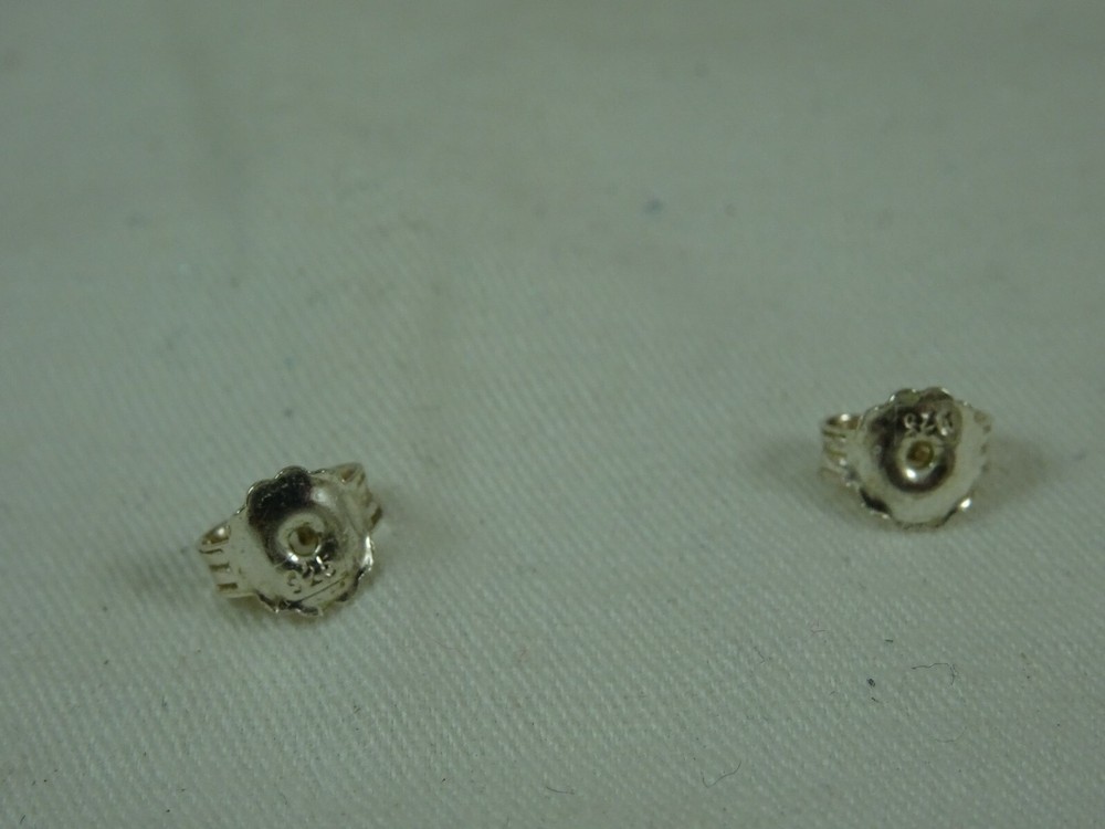 Sterling Silver Amber Dangle Earrings 1 1/8" Very Unique 925