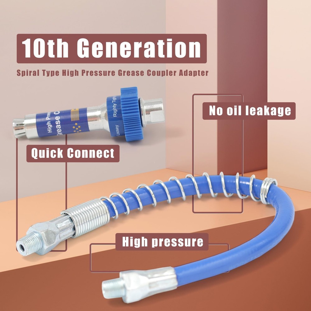 High Pressure Grease Coupler 10th Generation Quick Connect Grease Coupler Fit...