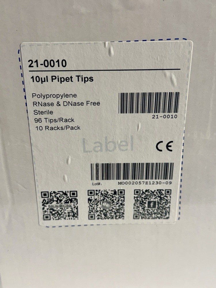 10ul Pipet Tips 96/sterile Boxrack 10 Racks Per Case one full case!