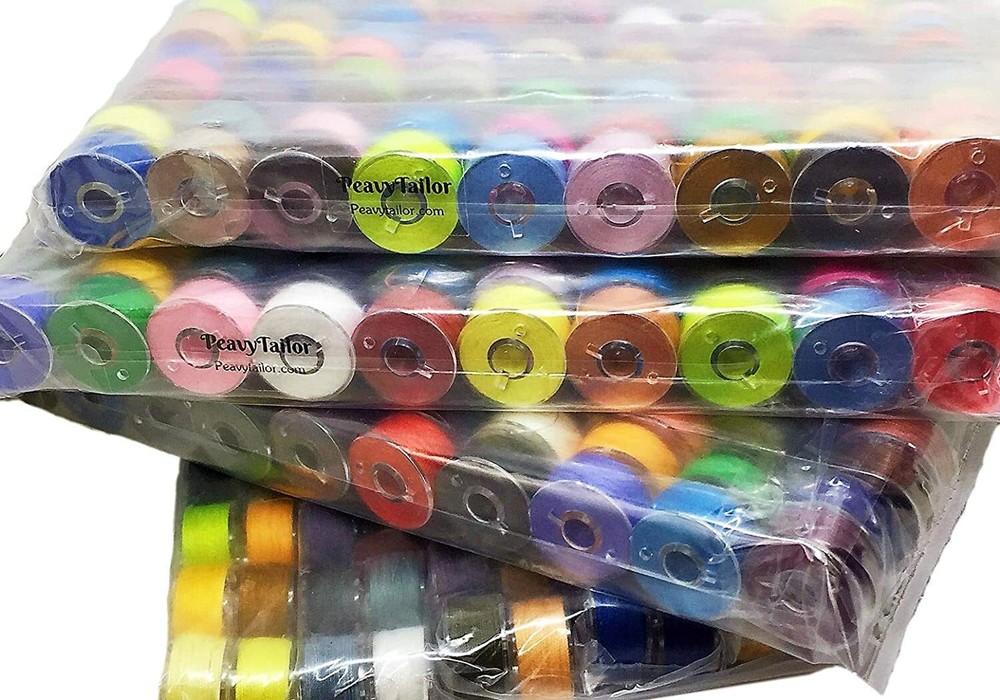 PeavyTailor 60 Pcs/Colors Prewound Sewing Bobbins (40 Weight Polyester Thread)