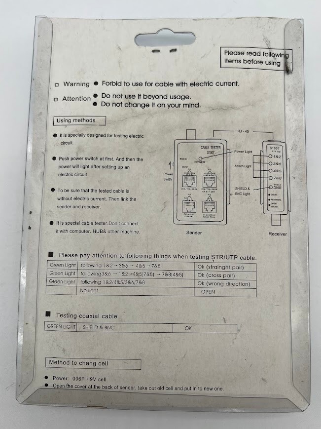 New Network Cable Tester S1007