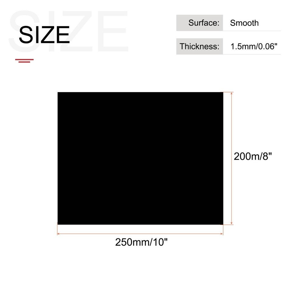 Black ABS Plastic Sheet 10x8x0.06" for Building Model, Panel, 4pcs
