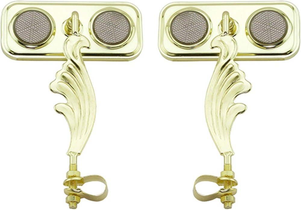 Bike Rectangle Wing Mirror Gold Right & Left Black Reflectors.