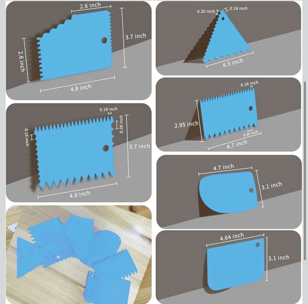 Cake Scraper Set, Cake Decorating Combs Blue - A0266
