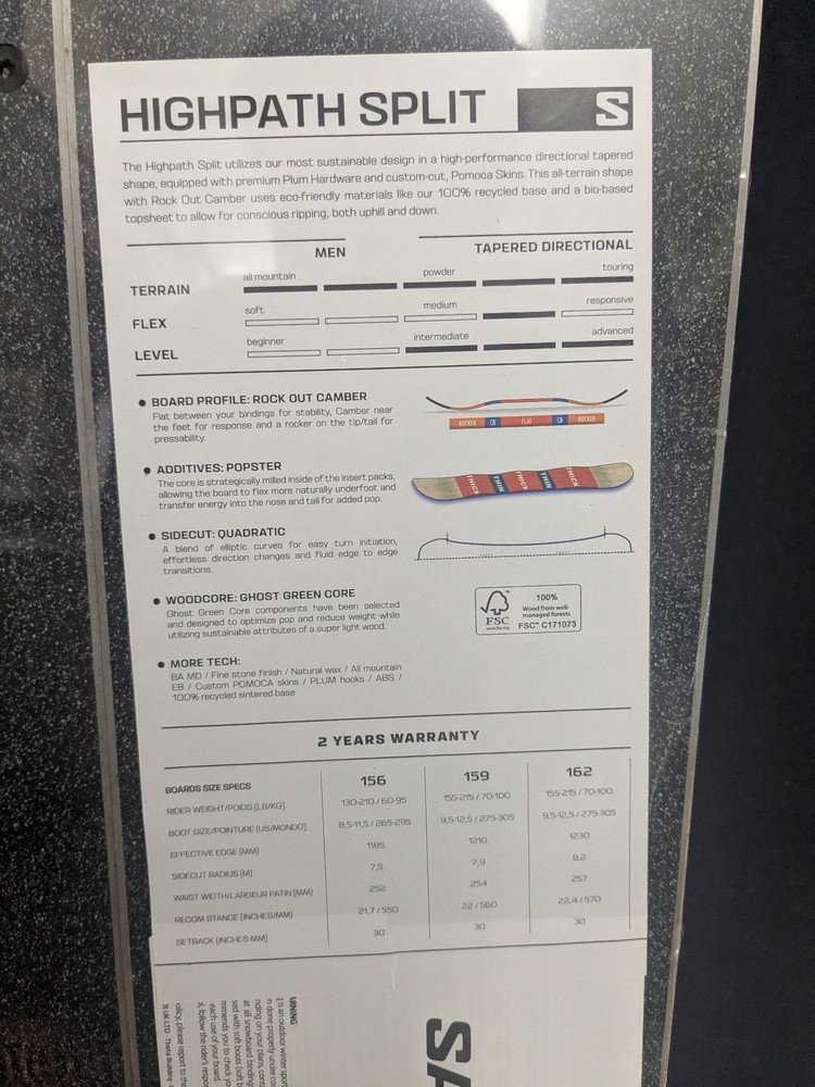 NEW Salomon Highpath Split Splitboard w/ Skins! (length options)