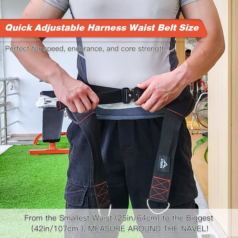 Adjustable sled pulling belt with straps hooks for strength training
