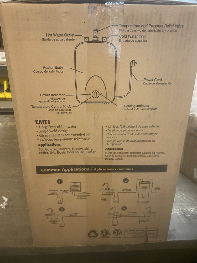 Eemax EMT1 1.5-Gallon Mini Tank Electric Water Heater , White , 12.50 x 11.00...