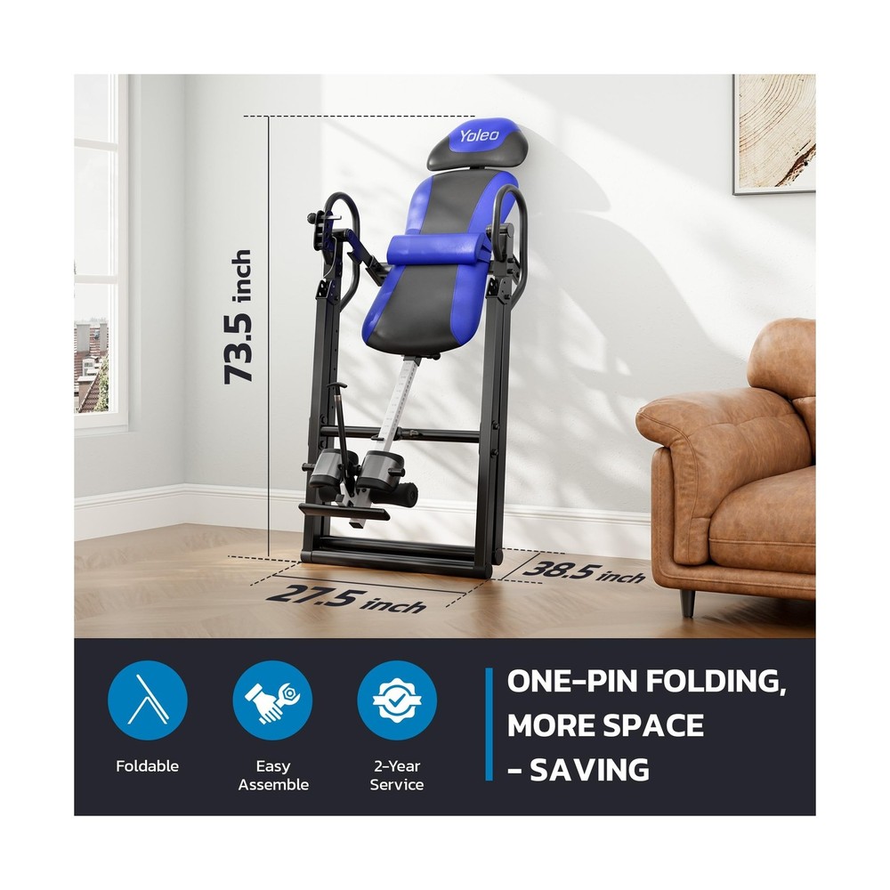 YOLEO Inversion Table for Back Pain 2026 Foldable Inversion Table w/ Removabl...