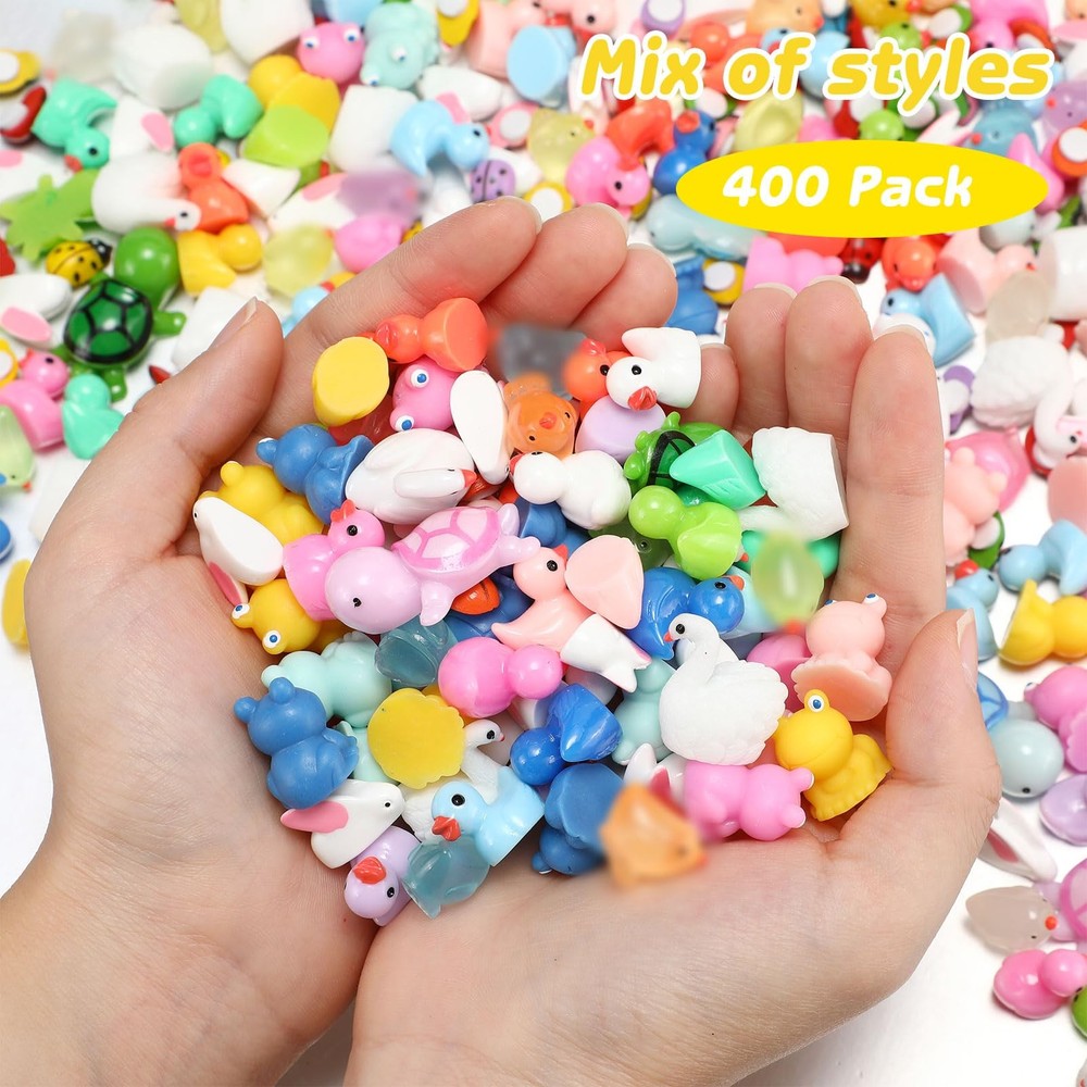 Barydat 400 Pcs Easter Mini Resin Animals Figures Bulk for Pranks Various
