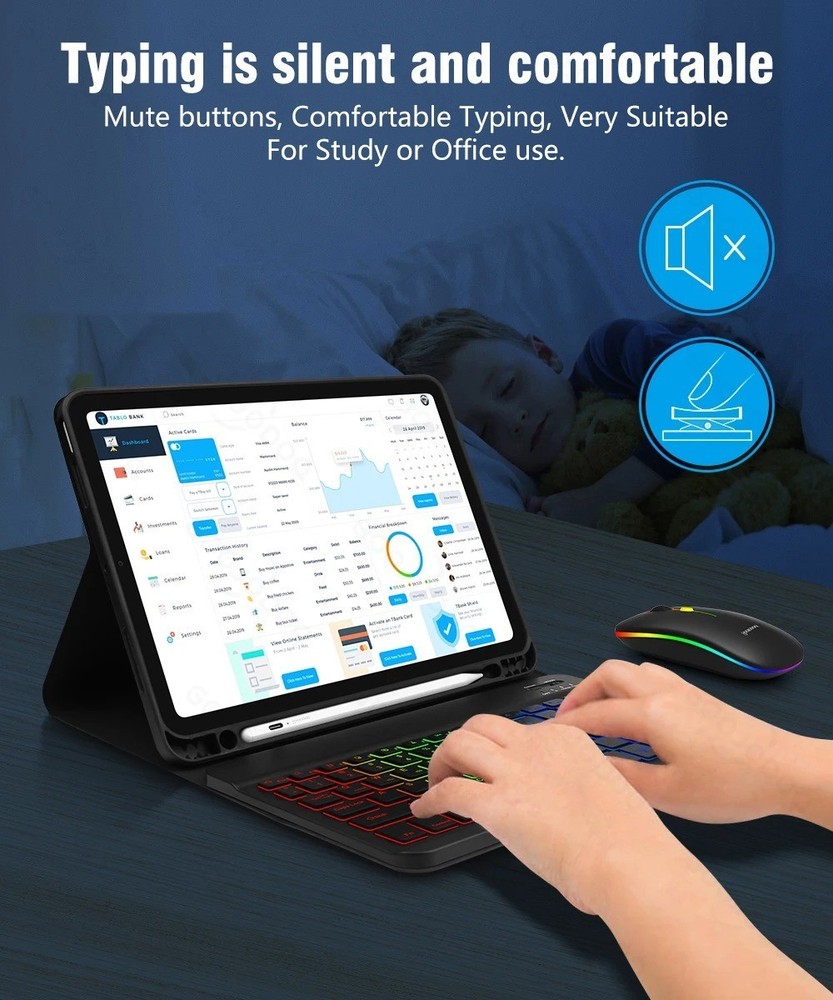 10inch RGB Backlit Rechargeable Bluetooth Keyboard Wireless Keyboard Bluetooth