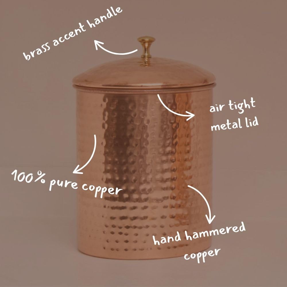 Coffee Canister, Copper, 7.5" Tall