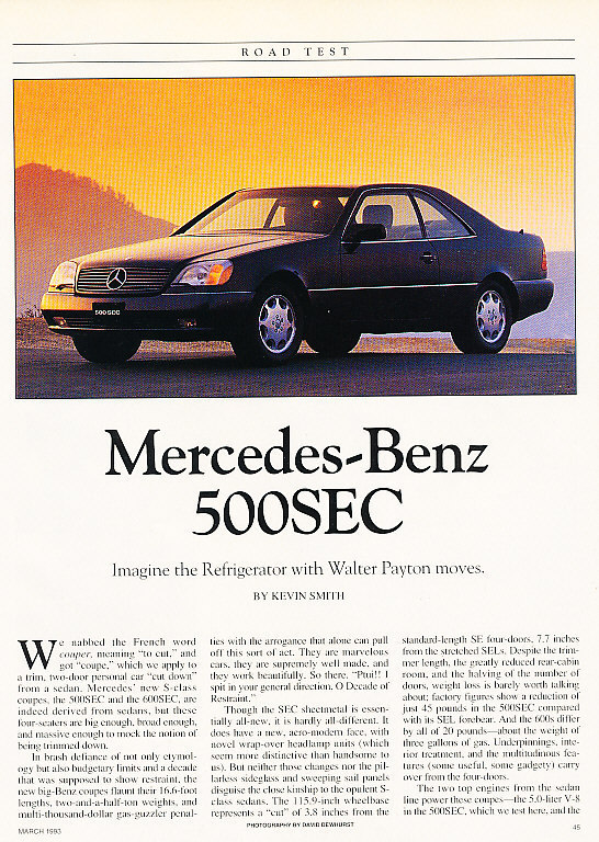 1993 Mercedes Benz 500SEC - Classic Article D86