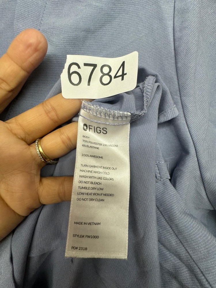Figs Womens Scrubs Top Technical Shirt Blue Size Small