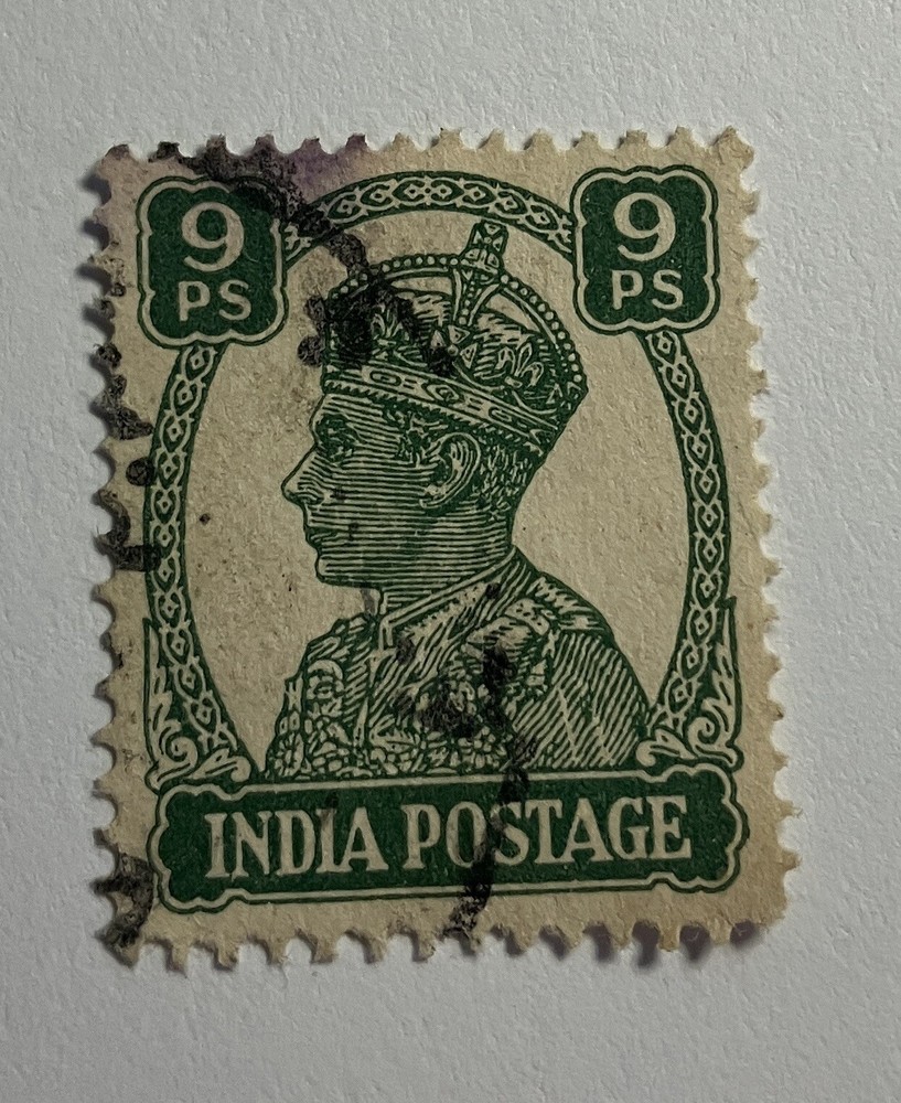 India KGVI 9ps Postage green stamp