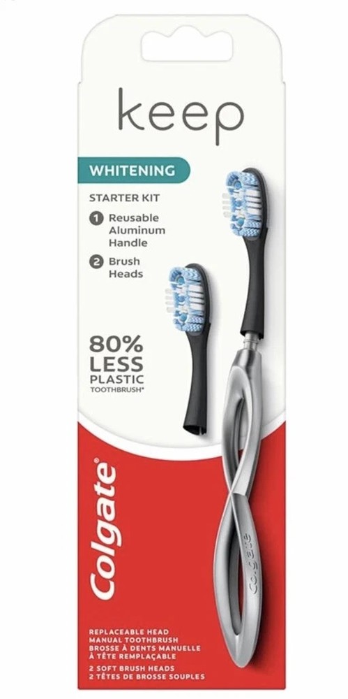 Colgate Keep Manual Toothbrush Whitening Starter Kit 2 Pack Replaceable