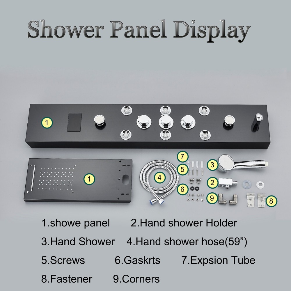 LED Shower Panel Tower System Stainless Steel Multi-Function Body Massage Jets