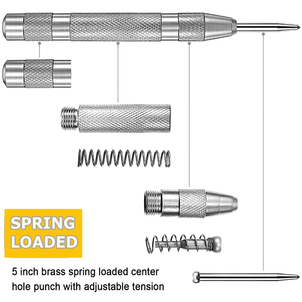 Quick Drill Bit Set Automatic Center Punch Strikes Surface Hammer Spring Loaded
