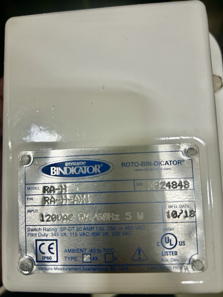 Bindicator roto-bin-dicator model RA-H P/N RA-H-AX1
