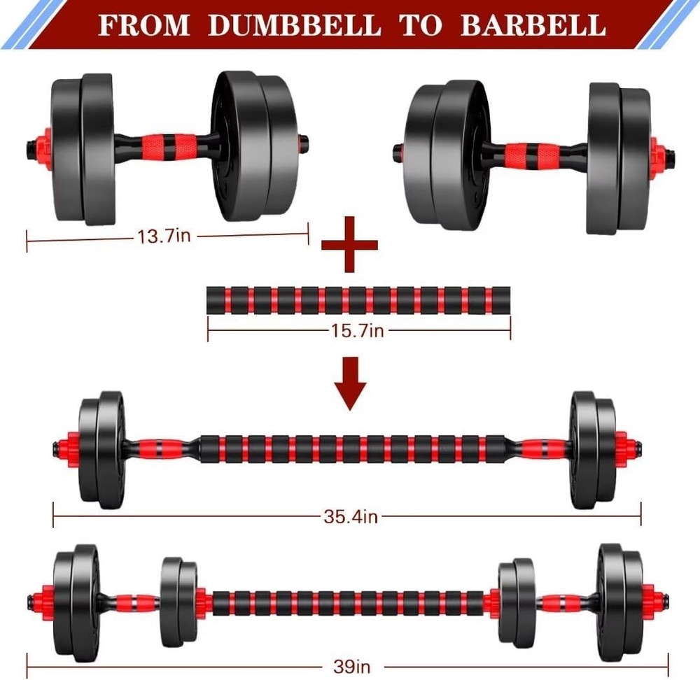 Home Gym Essential: Adjustable Lightweight Dumbbells Set with Barbell Function