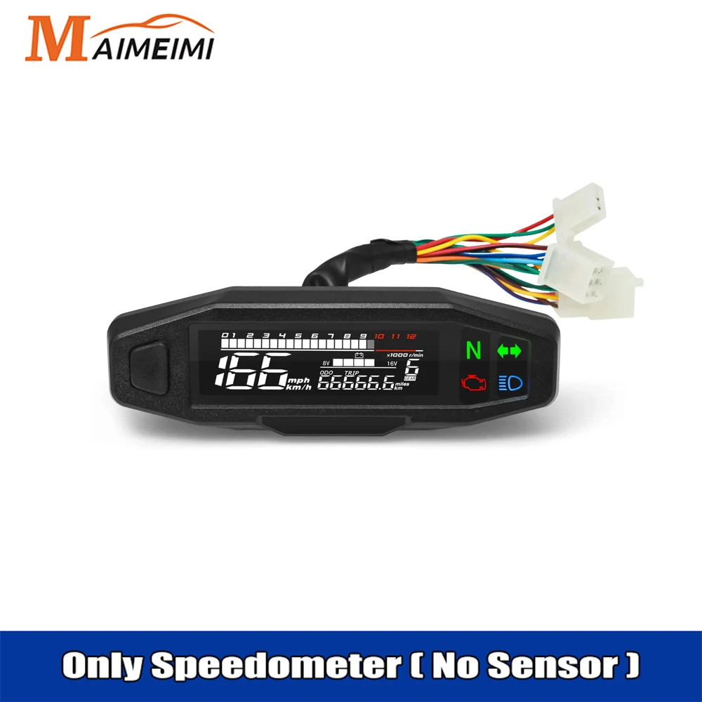 Universal Digital Motorcycle SpeedometerMeter Instrument Sensor SpeedGauge Meter