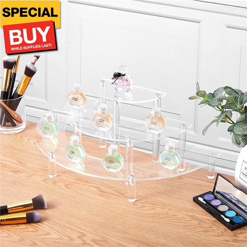 2 Pack 3 Tier Clear Acrylic Display Riser, Half Moon Cupcake Stand, Perfume Orga