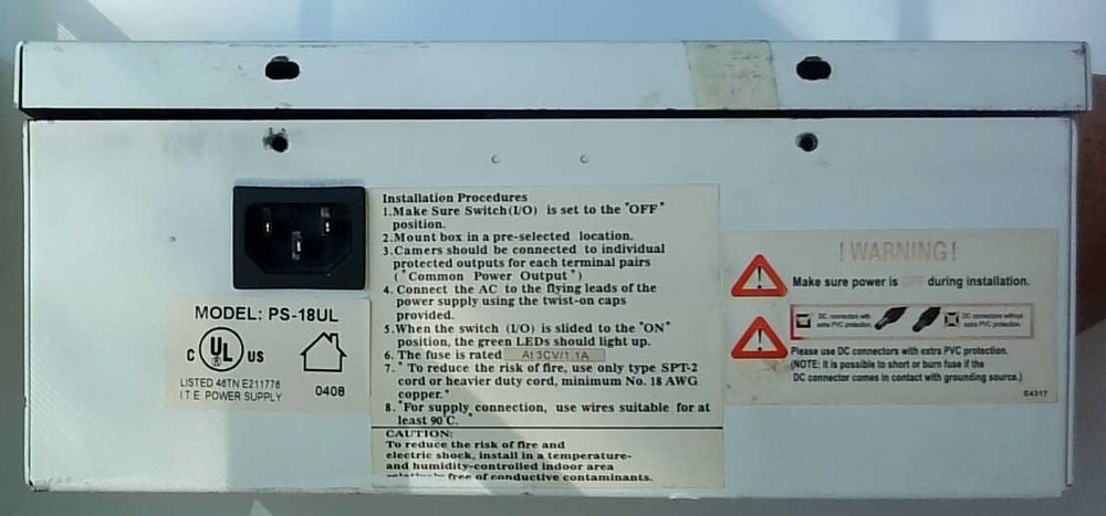 CCTV Camera Power Supply Box PS-18UL