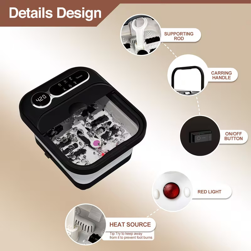 Heated Foot Spa Bath with Bubble Massage & Rollers - Relaxing Home Use