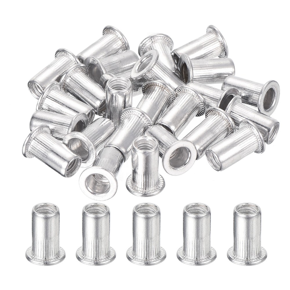 25Pcs Rivet Nuts Flat Head, M5 Aluminum Alloy Thread
