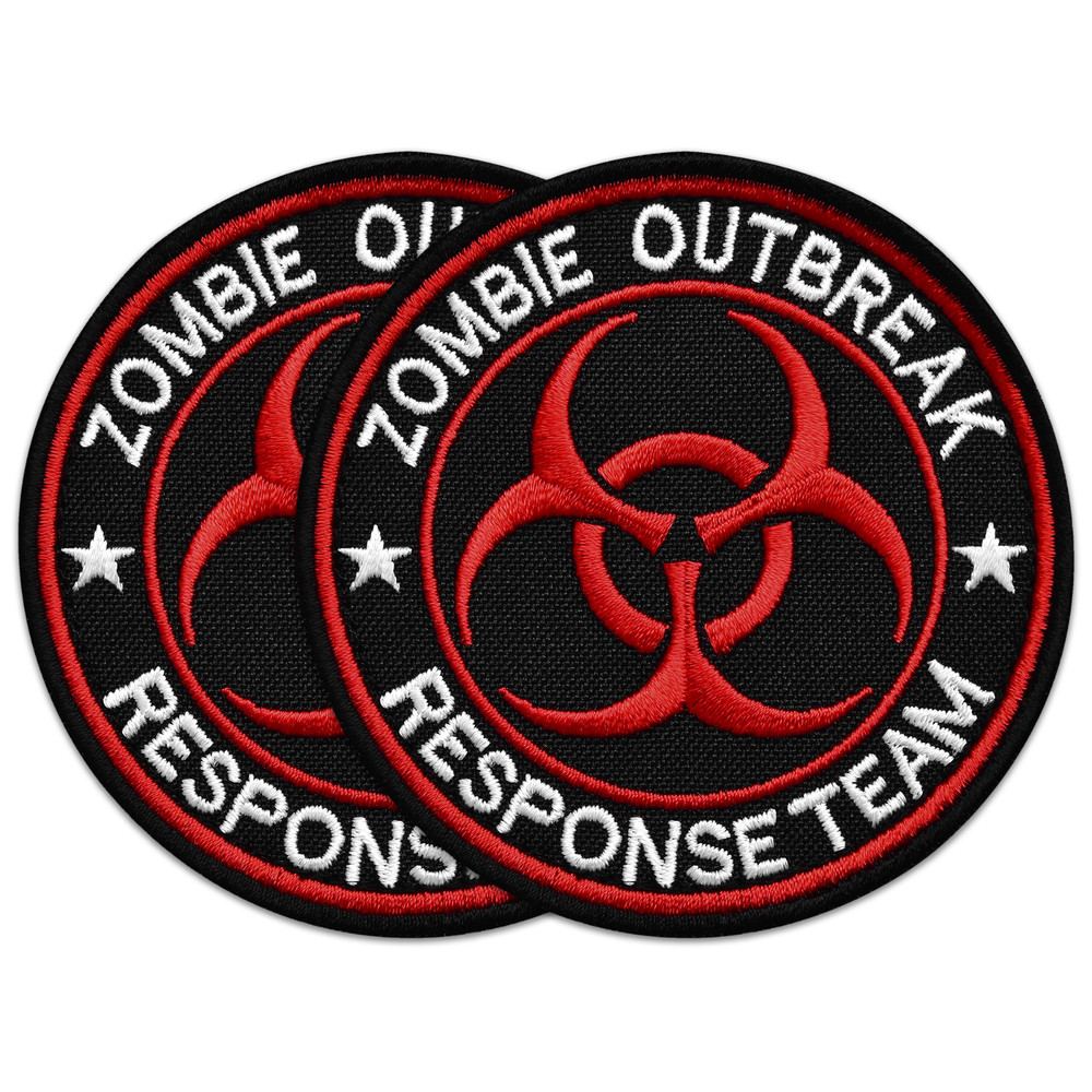 2Pcs Zombie Outbreak Response Team Patch, Embroidered Hook and Loop Zombie Patch