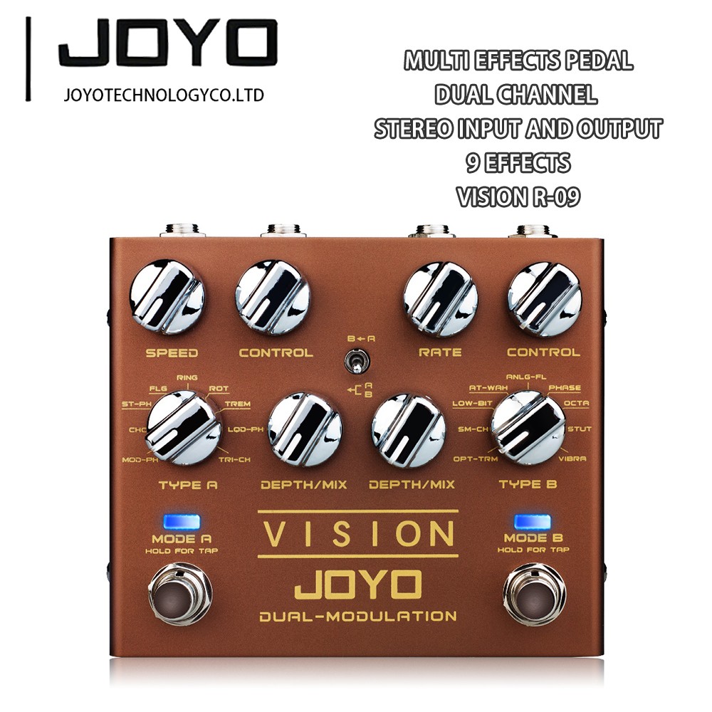 JOYO Modulation Multi Effects Pedal Dual Channel Stereo Input /Output 9 Effects