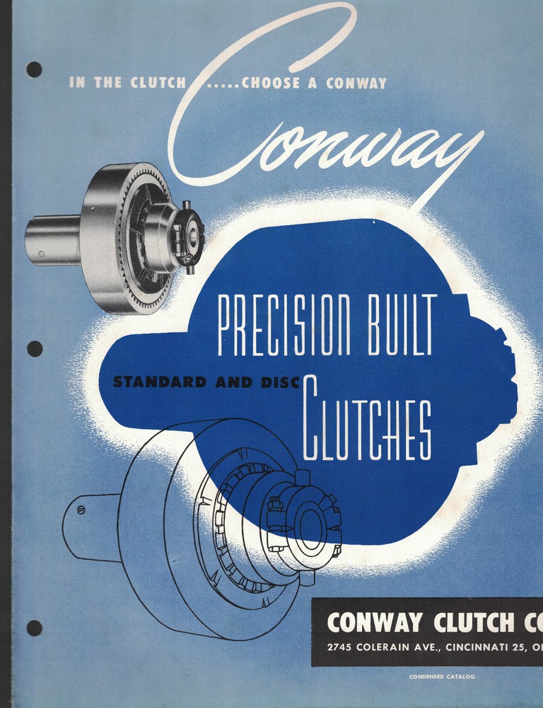 Conway Precision Built Clutches Catalog 1950s Cincinnati Ohio
