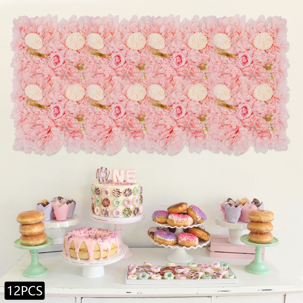12pcs Flower Wall Panel Artificial Flower Wall Background Silk Rose Wedding