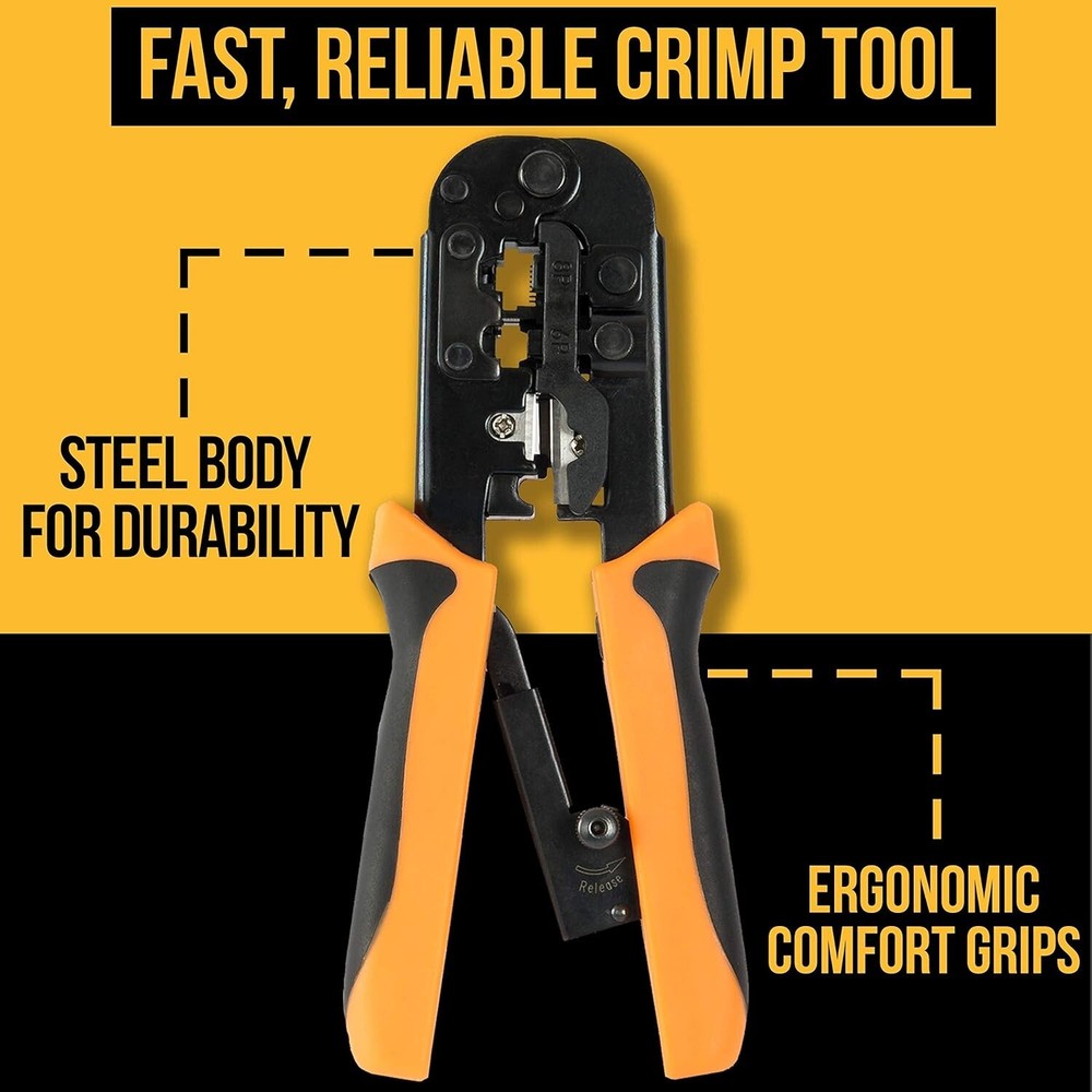 15-Piece Professional Network Tool Kit with Crimper, Tester & Punch Down Tool
