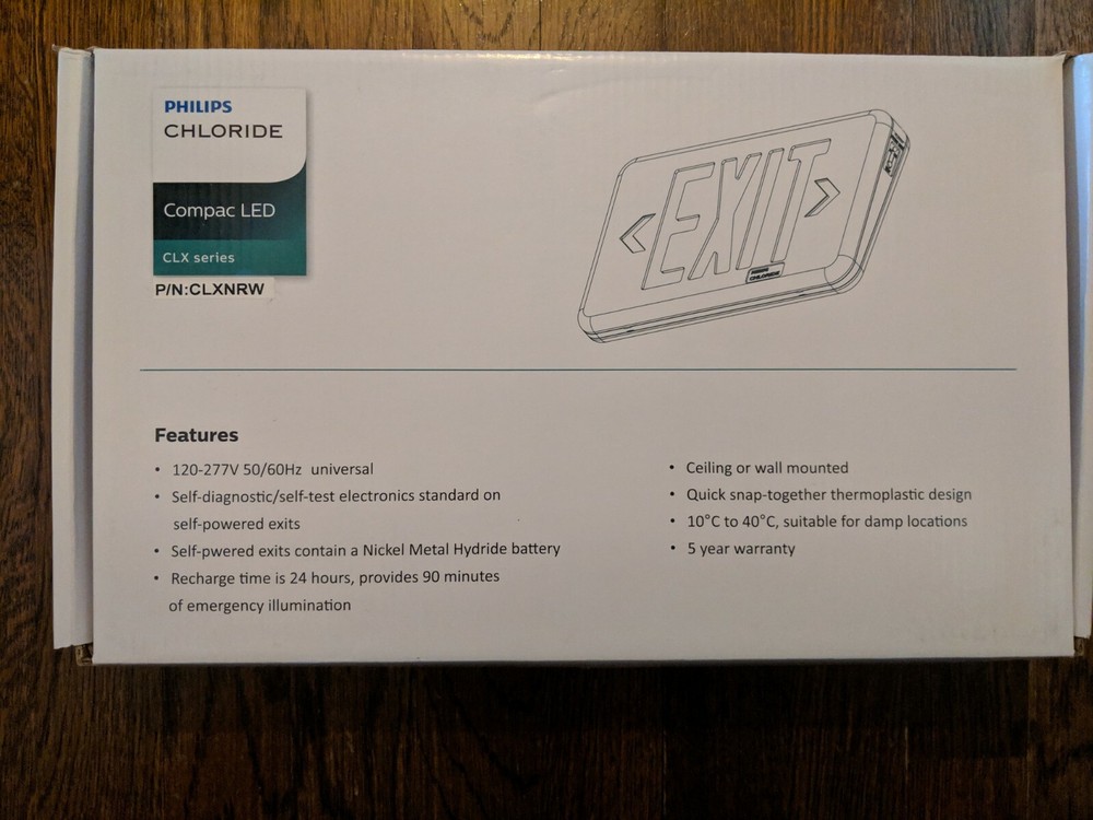 Philips Chloride, CLX Series LED Exit Sign, Model: CLXNRW