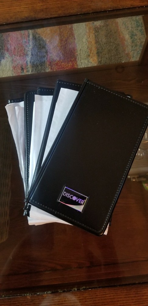 NEW 5 PCS DOUBLE PANEL CHECK PRESENTER DISCOVER RESTAURANT SERVER BOOKS LOT