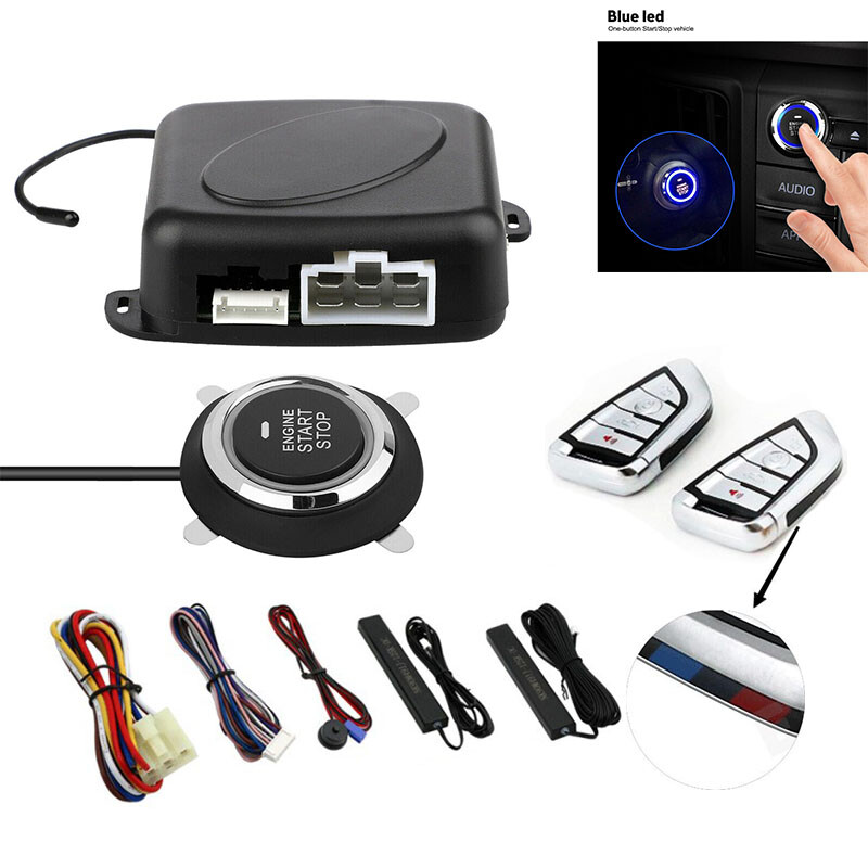 Car Keyless Entry Engine Start Alarm System Push Button Remote Starter Stop Kits
