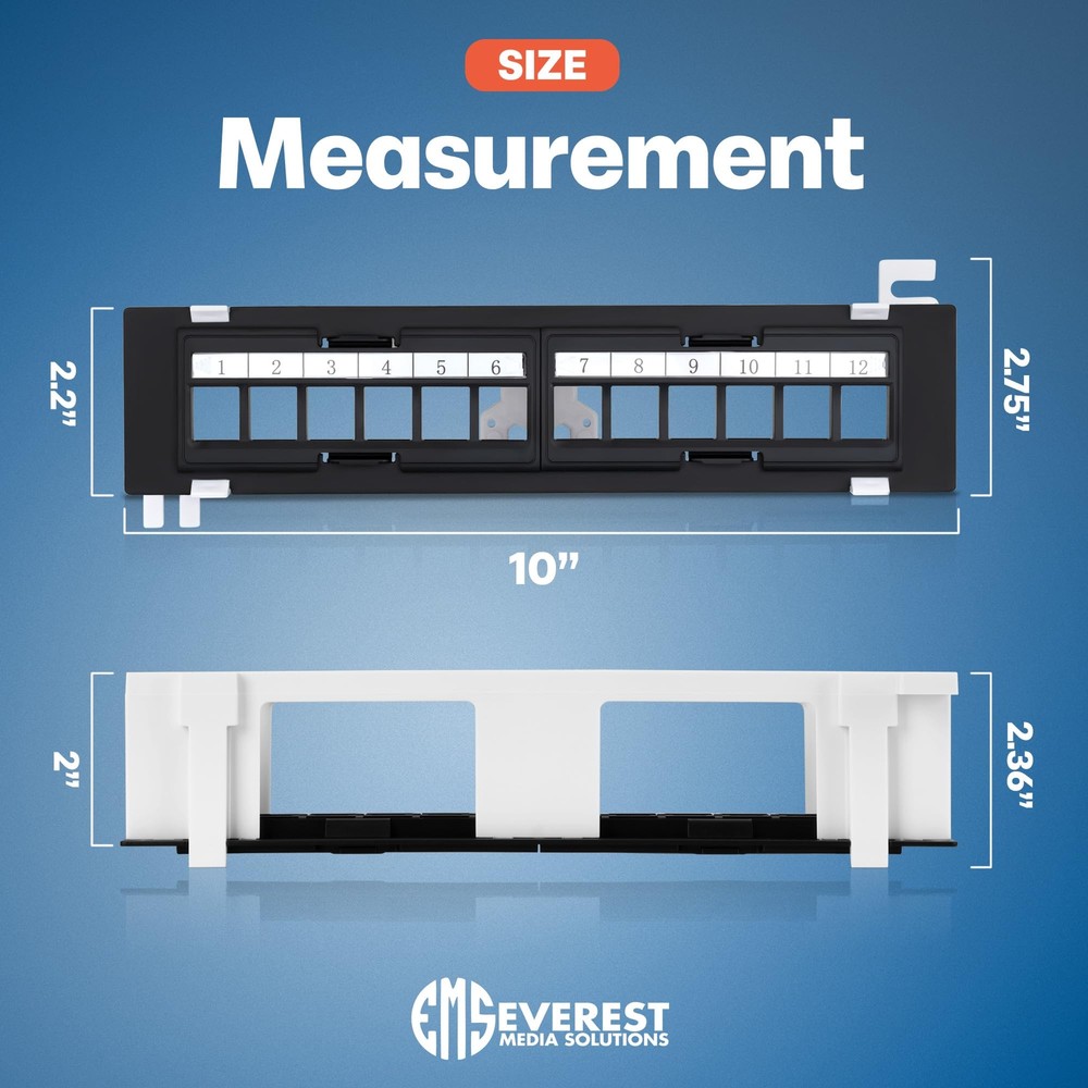 12 Port Keystone Patch Panel (1-Pack) - Use with Slim Profile Keystones ONLY ...