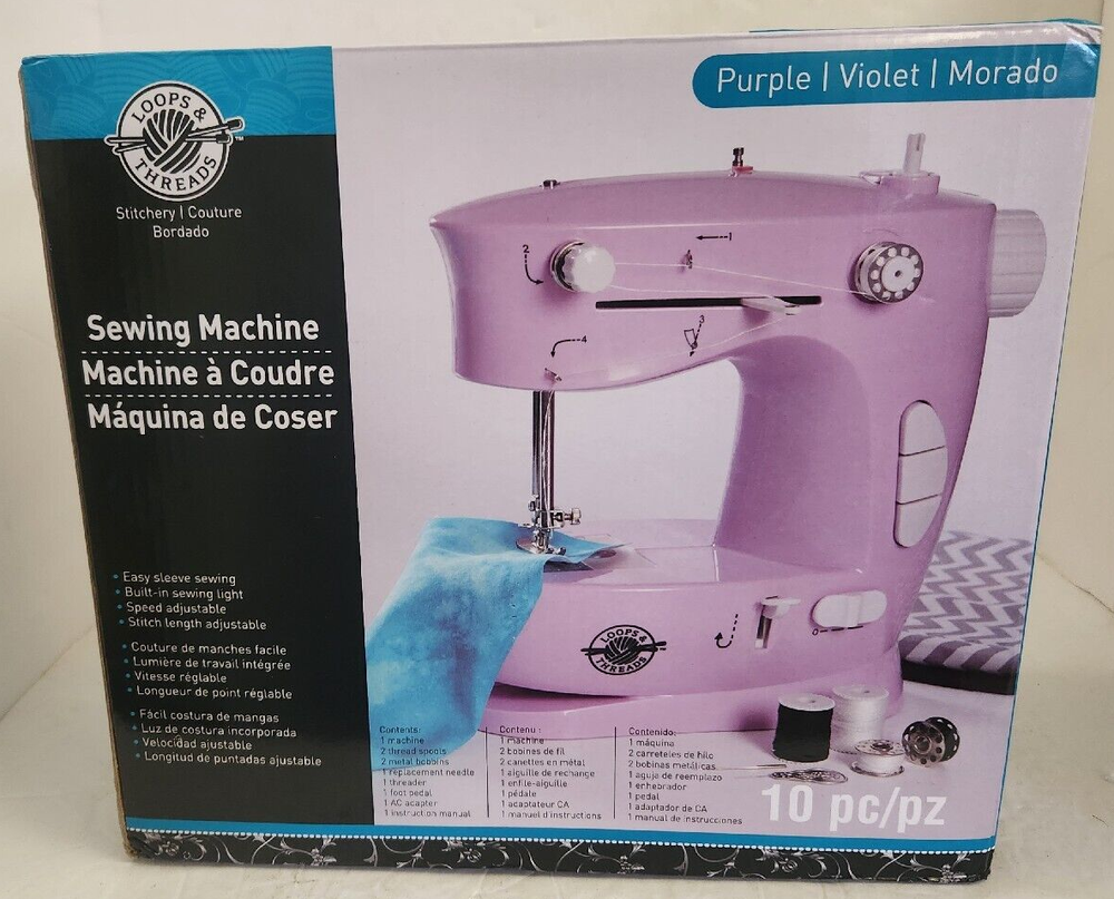 Loops & Threads Purple Sewing Machine 10 Pieces - NEW