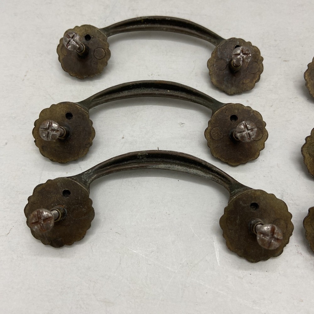 Six Vintage Brass Drawer Pulls