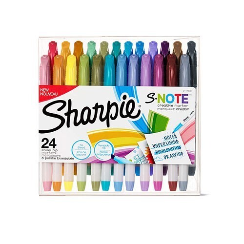 Sharpie S-Note Creative Marker Chisel Tip 24/Pk Ast Colors Office School Arts
