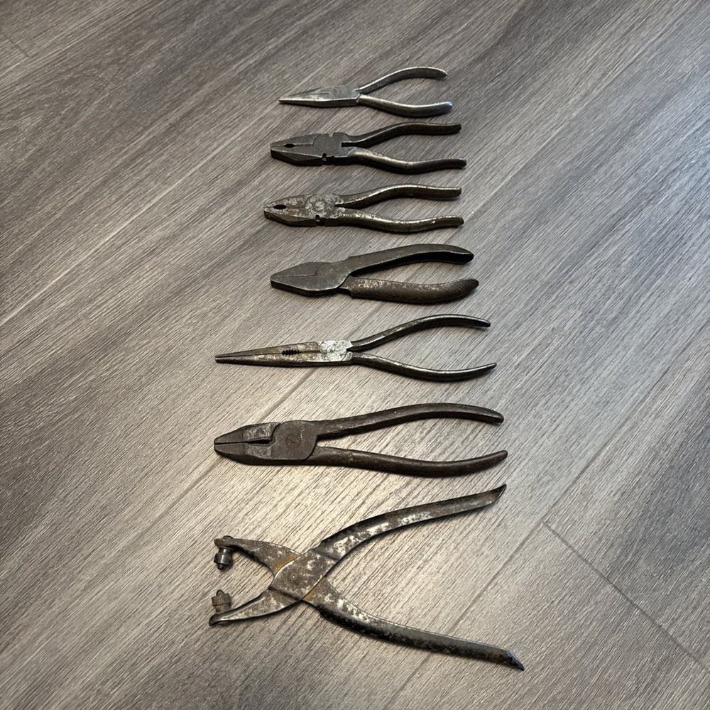 Vintage Pliers x7 Used Solid well built
