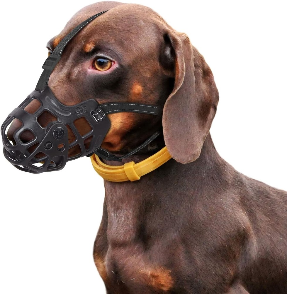 Dog Muzzle Adjustable Dog Basket Muzzle W/ Movable Cover to Prevent Biting