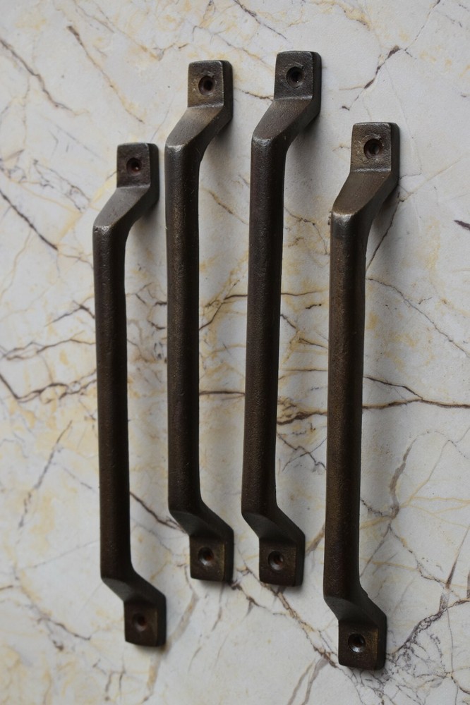 Rustic Vintage Cast Iron Barn Door Handle Cabinet Gate Handle Pull 4 Pcs